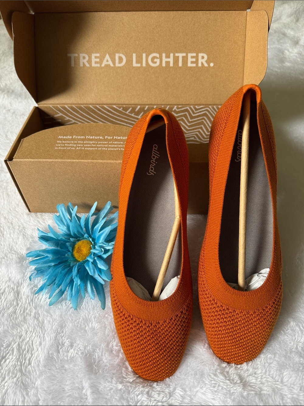 allbirds Orange Knit Ballet Flats